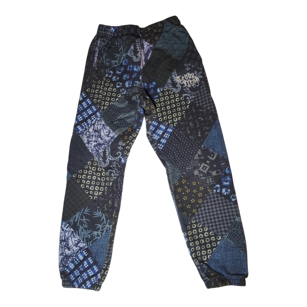 Teddy Fresh Patchwork Print Sweatpants Unisex XS Streetwear Japanese Skater